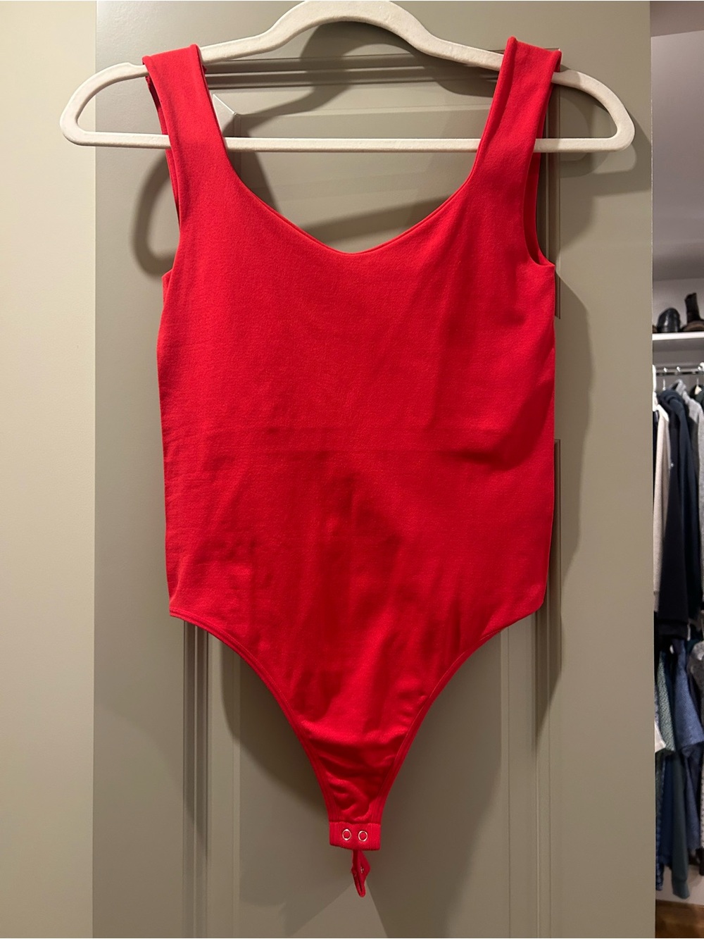 Free People Red Scoop Neck Bodysuit with built in bra